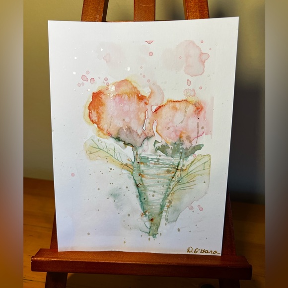 Hand painted watercolour abstract roses. - Picture 1 of 1